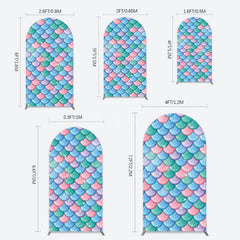 Aperturee - Aperturee Fish Scales Purple Mermaid Birthday Arch Backdrop