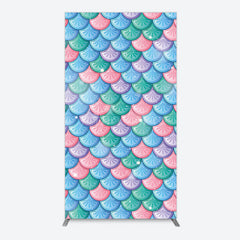 Aperturee - Aperturee Fish Scales Purple Mermaid Birthday Rectangle Backdrop