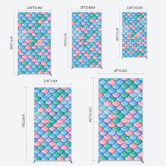Aperturee - Aperturee Fish Scales Purple Mermaid Birthday Rectangle Backdrop
