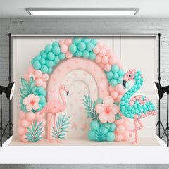 Aperturee - Aperturee Flamingo Balloon Arch Fresh Color Cake Smash Backdrop