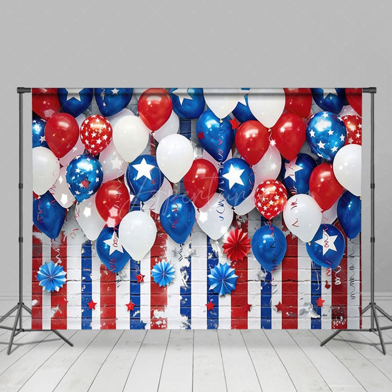 Aperturee - Aperturee Floating Balloon Stripes Celebration Photo Backdrop