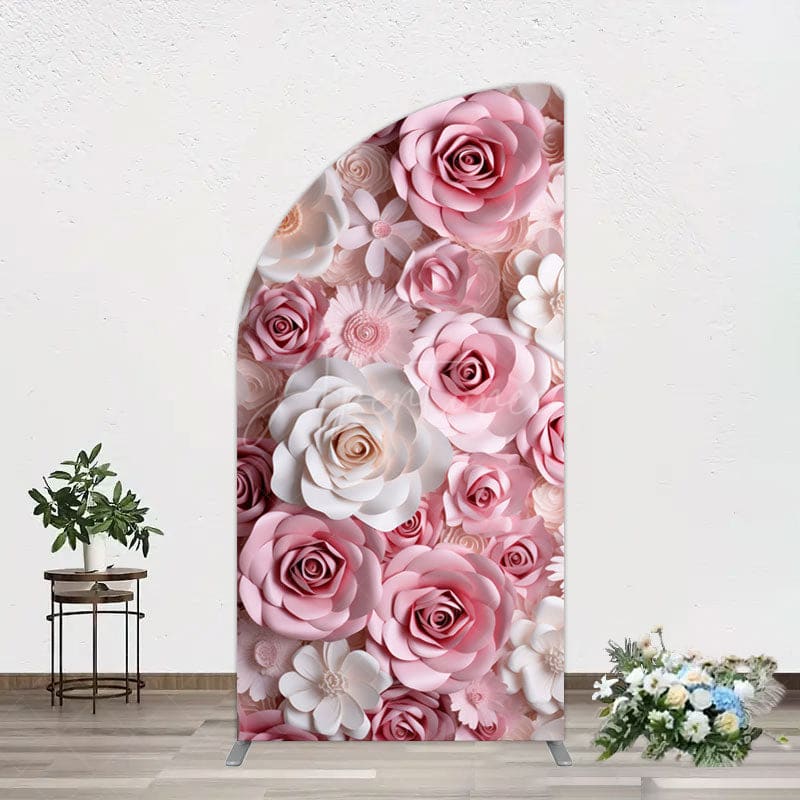 Aperturee - Aperturee Floral 3D Effect Pattern Photography Half Moon Arch Backdrop