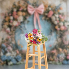 Aperturee - Aperturee Floral Arch Bow Retro Wall Sweet Wedding Backdrop