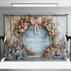 Aperturee - Aperturee Floral Arch Bow Retro Wall Sweet Wedding Backdrop