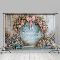 Aperturee - Aperturee Floral Arch Bow Retro Wall Sweet Wedding Backdrop