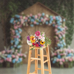 Aperturee - Aperturee Floral Arch Cabin Sweet Elegant Wedding Backdrop