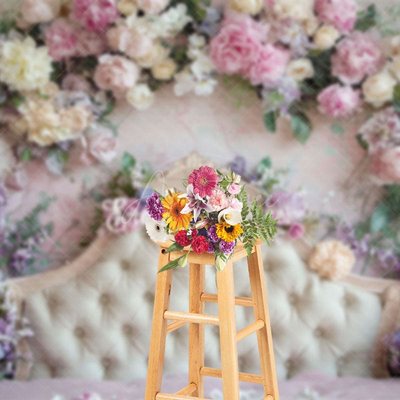 Aperturee - Aperturee Floral Arch Fresh Sweet Photo Headboard Backdrop