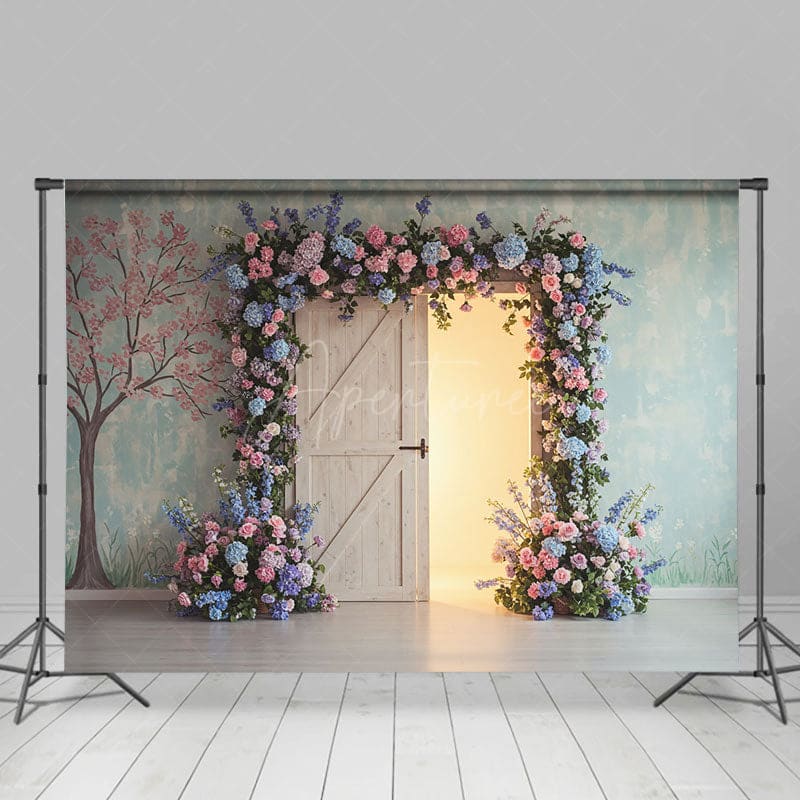 Aperturee - Aperturee Floral Arch Opening Door Sweet Wedding Backdrop