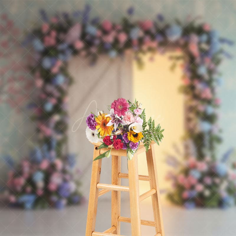 Aperturee - Aperturee Floral Arch Opening Door Sweet Wedding Backdrop