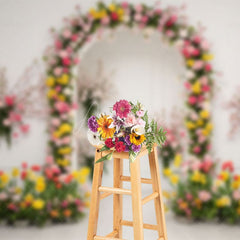 Aperturee - Aperturee Floral Arch White Walls Elegant Wedding Backdrop