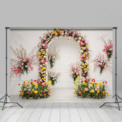 Aperturee - Aperturee Floral Arch White Walls Elegant Wedding Backdrop