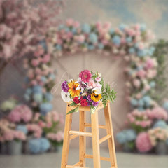 Aperturee - Aperturee Floral Arch Wood Farm Door Sweet Wedding Backdrop