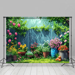 Aperturee - Aperturee Floral Backyard With Sunshine Sweet Spring Backdrop