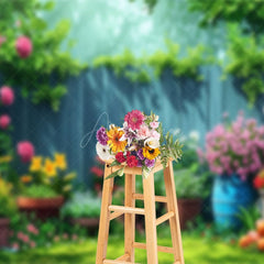 Aperturee - Aperturee Floral Backyard With Sunshine Sweet Spring Backdrop