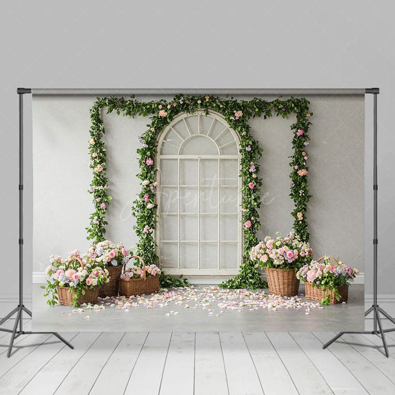 Aperturee - Aperturee Floral Boho Arched Elegant Door Wedding Backdrop
