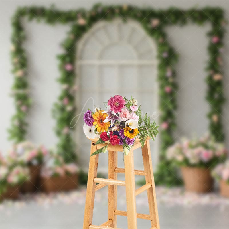 Aperturee - Aperturee Floral Boho Arched Elegant Door Wedding Backdrop