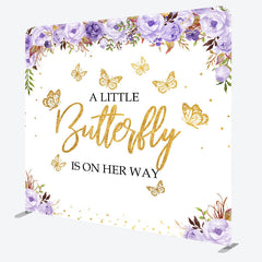 Aperturee Aperturee Floral Butterfly Baby Shower Tension Fabric Backdrop