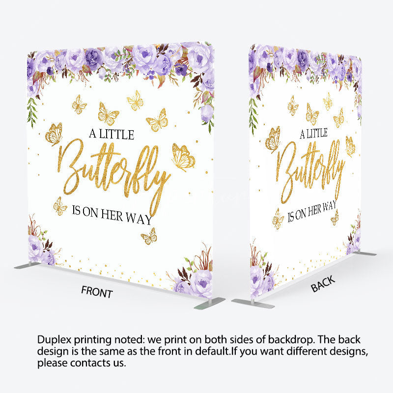 Aperturee Aperturee Floral Butterfly Baby Shower Tension Fabric Backdrop
