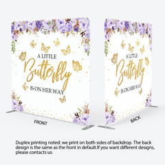 Aperturee Aperturee Floral Butterfly Baby Shower Tension Fabric Backdrop