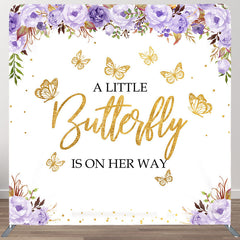 Aperturee Aperturee Floral Butterfly Baby Shower Tension Fabric Backdrop