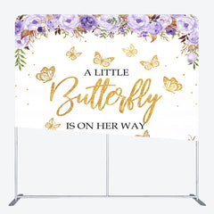 Aperturee Aperturee Floral Butterfly Baby Shower Tension Fabric Backdrop