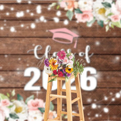 Aperturee - Aperturee Floral Class Of 2026 Light Wood Graduation Backdrop