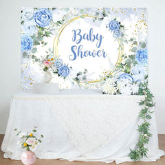 Aperturee - Aperturee Floral Classical Blue Theme Baby Shower Backdrop