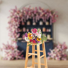 Aperturee - Aperturee Floral Dessert Counter Cute Elegant Wedding Backdrop