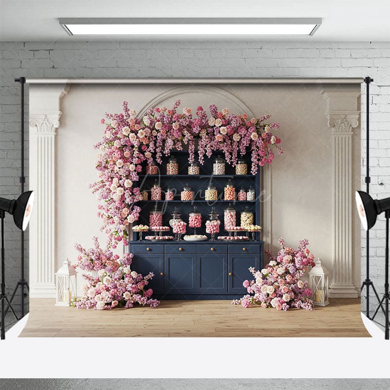 Aperturee - Aperturee Floral Dessert Counter Cute Elegant Wedding Backdrop
