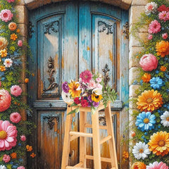 Aperturee - Aperturee Floral Door Stones House Fine Art Photo Backdrop
