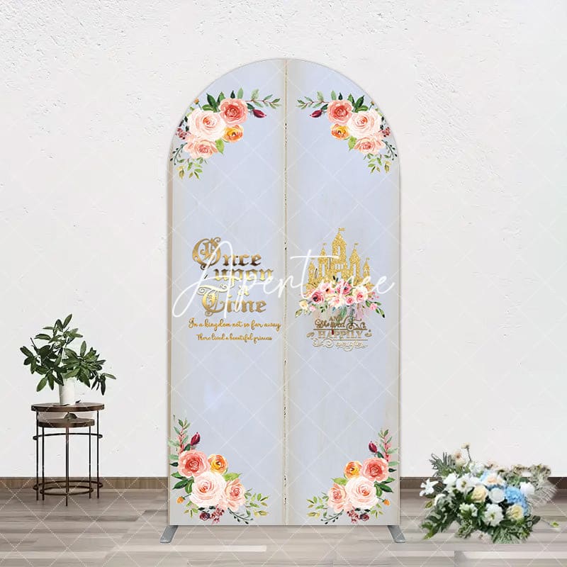 Aperturee - Aperturee Floral Fairy Tale Story Book Birthday Arch Backdrop
