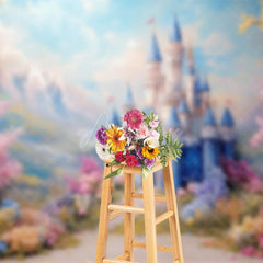 Aperturee - Aperturee Floral Fine Art With Cartoon Castle Wedding Backdrop