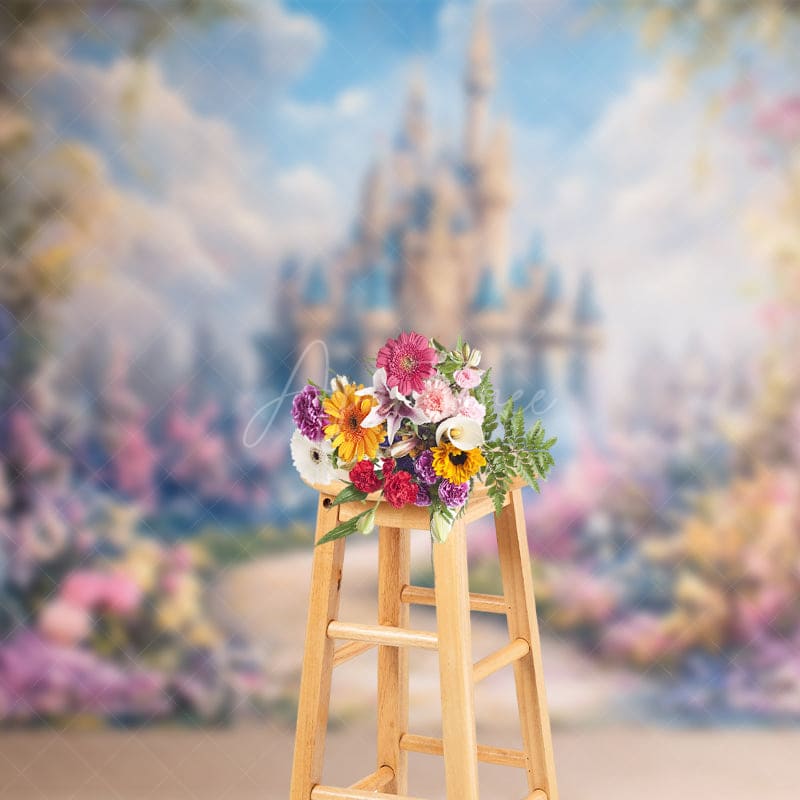 Aperturee - Aperturee Floral Fine Art Wonderland Castle Wedding Backdrop