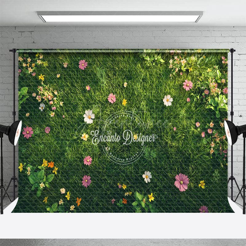 Aperturee - Aperturee Floral Fresh Grass Spring Green Photography Backdrop