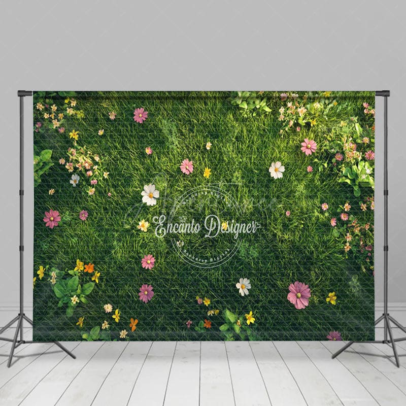 Aperturee - Aperturee Floral Fresh Grass Spring Green Photography Backdrop