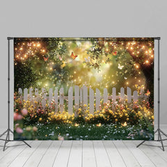 Aperturee - Aperturee Floral Garden Fence With Butterfly Photo Backdrop