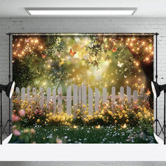 Aperturee - Aperturee Floral Garden Fence With Butterfly Photo Backdrop
