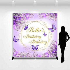 Aperturee - Aperturee Floral Glitter And Violet Custom Birthday Backdrop