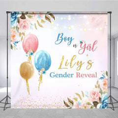 Aperturee - Aperturee Floral Glitter Balloon Custom Baby Shower Backdrop