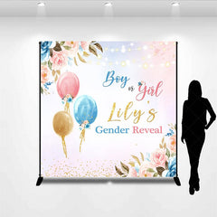 Aperturee - Aperturee Floral Glitter Balloon Custom Baby Shower Backdrop