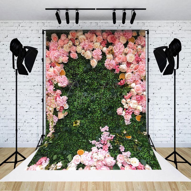 Aperturee - Aperturee Floral Grass Field Cute Spring Photography Backdrop