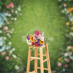 Aperturee - Aperturee Floral Grass Path Art Sweet Spring Wedding Backdrop