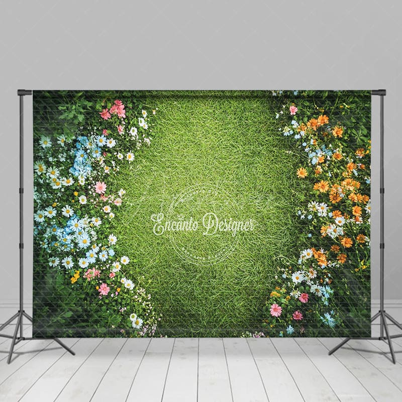 Aperturee - Aperturee Floral Grass Path Art Sweet Spring Wedding Backdrop