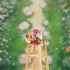 Aperturee - Aperturee Floral Grass Path Fresh And Sweet Wedding Backdrop