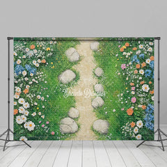Aperturee - Aperturee Floral Grass Path Fresh And Sweet Wedding Backdrop