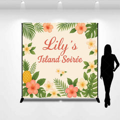 Aperturee - Aperturee Floral Hawaii Island Soiree Custom Birthday Backdrop