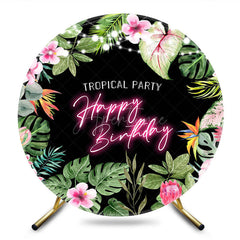 Aperturee - Aperturee Floral Hawaii Round Tropical Party Birthday Backdrop