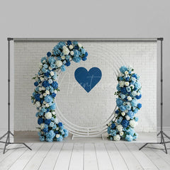 Aperturee - Aperturee Floral Heart Circle Set White Brick Wedding Backdrop