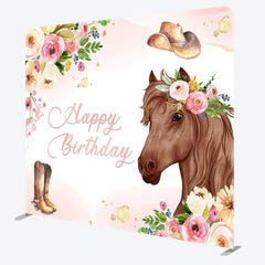 Aperturee - Aperturee Floral Horse Boots Birthday Square Tension Backdrop