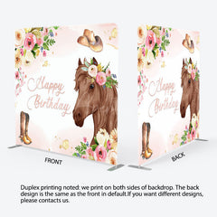 Aperturee - Aperturee Floral Horse Boots Birthday Square Tension Backdrop